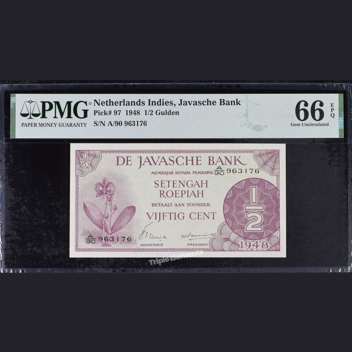 Federal Series Half Gulden 1948 PMG 66 EPQ Condition - Indonesia Banknote — front view