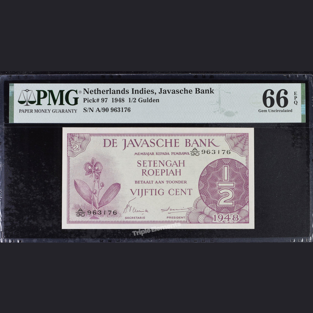Federal Series Half Gulden 1948 PMG 66 EPQ Condition - Indonesia Banknote