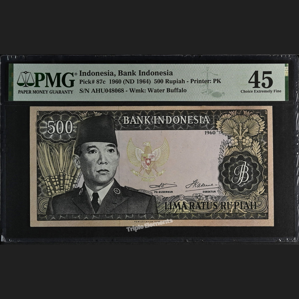 Indonesia 500 Rupiah 1960 Soekarno Banknote PMG 45 — front view
