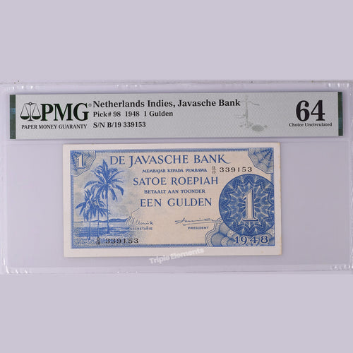 Federal Series One Gulden 1948 PMG 64 UNC Indonesia Banknote