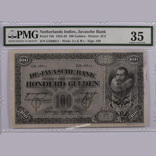 Scarce Antique Paper Money 1928 100 Gulden Coen Note Gift for Collector — front view