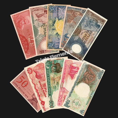 Lot of 10 Indonesia Banknotes From Different Era between 1956-1992 VF+ to UNC