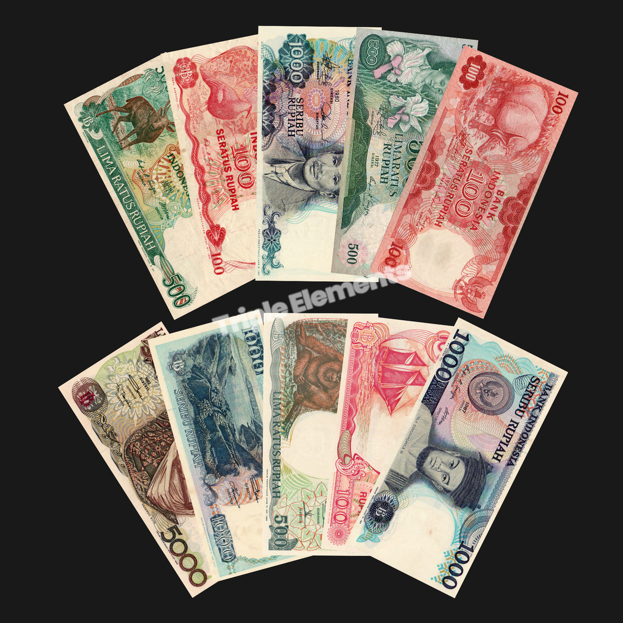 Lot 10pcs Indonesia Favorite Banknotes Design from Different Era 1977-1992