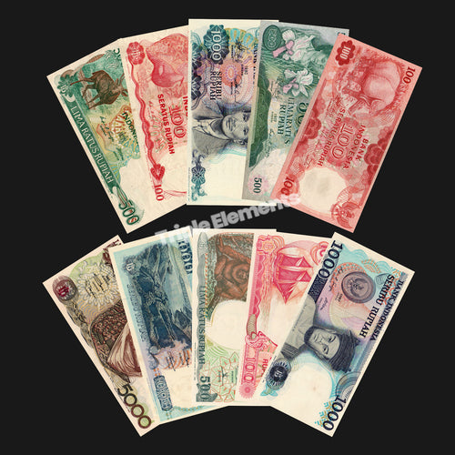 Lot 10pcs Indonesia Favorite Banknotes Design from Different Era 1977-1992