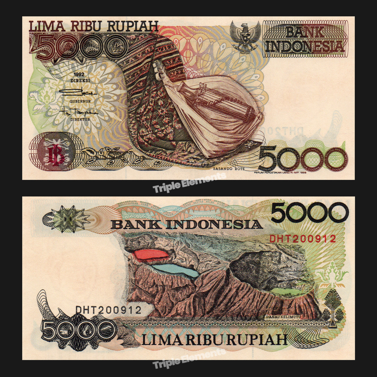Sasando Musical 1992 Old Money 5000 Rupiah Indonesia Banknotes UNC