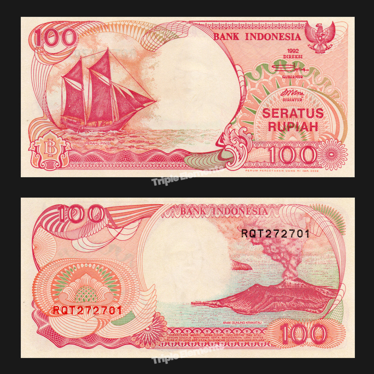 Old Money Pinisi Sailbot 1992 Indonesia Currency 100 Rupiah UNC