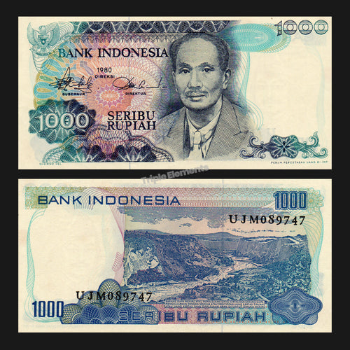 Rare Vintage Currency 1980 Indonesia 1000 Rupiah Dr Soetomo Sianok Valley Choose Grade