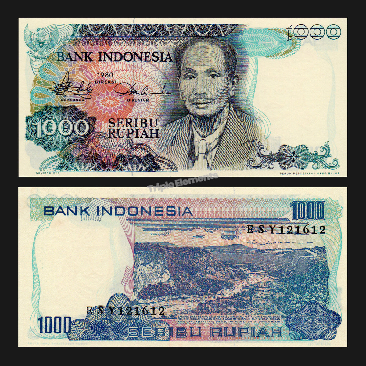 Rare Vintage Currency 1980 Indonesia 1000 Rupiah Dr Soetomo Sianok Valley Choose Grade