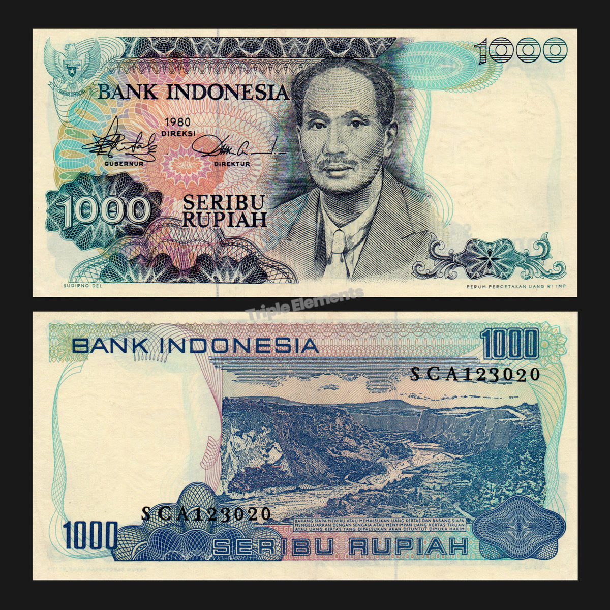 Rare Vintage Currency 1980 Indonesia 1000 Rupiah Dr Soetomo Sianok Valley Choose Grade