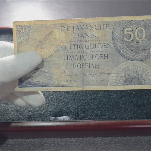 Scarce Antique Paper Money 50 Gulden 1946 Federal Series De Javasche Bank Netherlands Indies