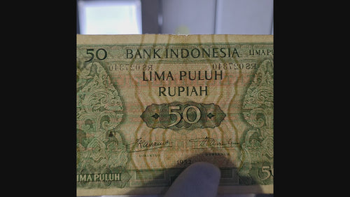 Old Indonesia Currency 1952 Cultural Series 50 Rupiah