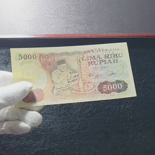 5000 Rupiah Diamond Cutter 1980 Indonesia Banknote - Vintage Paper Money, Gift for Collector