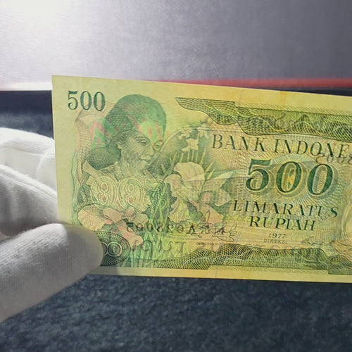 Rare Vintage Currency 1977 Indonesia 500 Rupiah Lady Orchid Banknote Rachmi Hatta Choose Grade