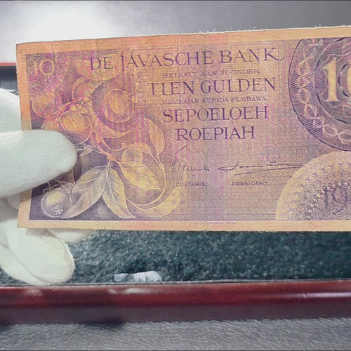 Authentic Vintage Banknote 10 Gulden 1946 Federal Series Violet Variant De Javasche Bank