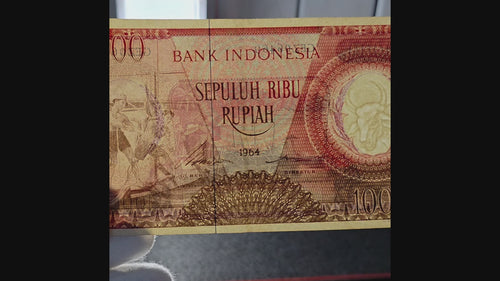 Old Money Worker Series 1964 Indonesia Vintage Currency 10000 Rupiah Red Variant