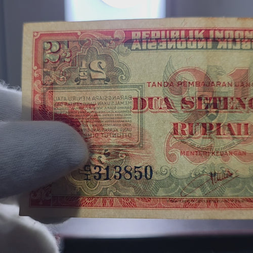 Landscape Rare Vintage Banknote 1953 Indonesia 2.5 Rupiah Small Currency — video showcase