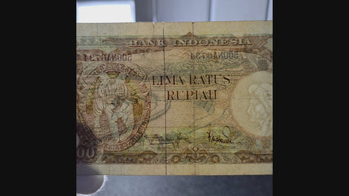 RARE Tiger 500 Rupiah Fauna Series 1957 Indonesia Banknote