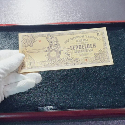 Genuine Vintage Paper Money 10 Roepiah 1944 Dai Nippon Occupation Netherlands Indies Banknote